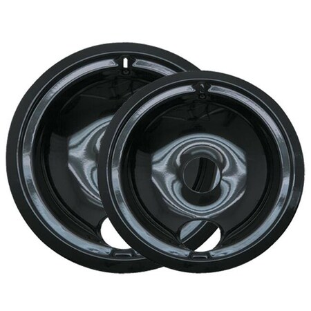 Range Kleen Range Kleen P139402XCD5  2 Pk 6 In and 8 in Black Porcelain Drip Pans P139402XCD5